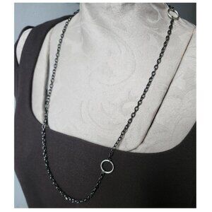 Black Chain with 2 Silver Coloured Circles Goth Punk Steampunk Rockstar Cool